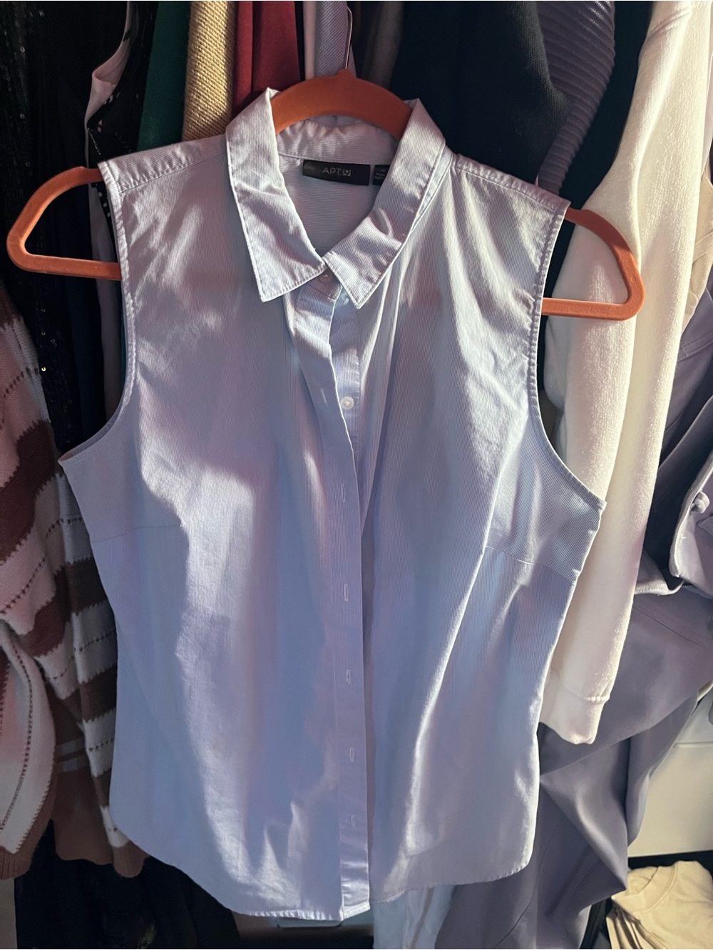 Apt. 9 Light Blue Sleeveless Button-Down Collared Top